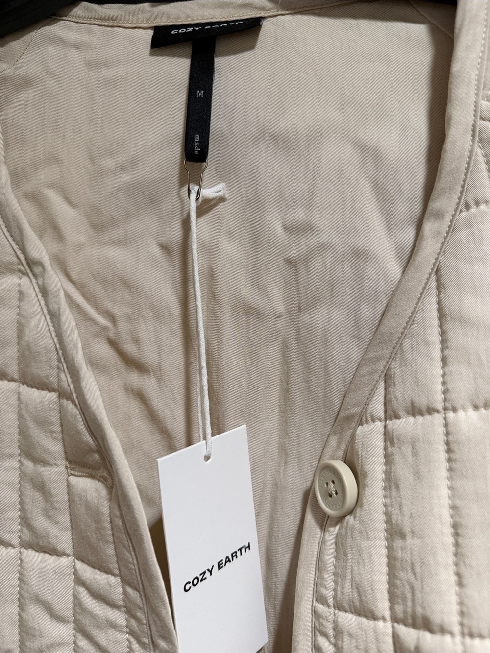 Quilted Button-Front Jacket - Cream - Picture 2 of 5